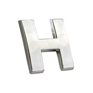 Αυτοκόλλητο Γράμμα Χρωμίου 3D “H” 2.7×2.5cm 1 Τεμάχιο