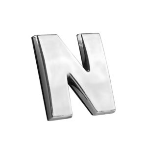 Αυτοκόλλητο Γράμμα Χρωμίου 3D “N” 2.7×2.5cm 1 Τεμάχιο
