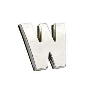 Αυτοκόλλητο Γράμμα Χρωμίου 3D “W” 2.7×2.5cm 1 Τεμάχιο