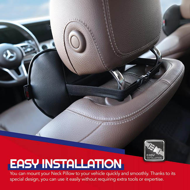 Μαξιλαράκι Αυχένα Αυτοκινήτου Από Δερματίνη Μαύρο Με Σκούρη Γκρι Ραφή Otom NPW-101 1 Τεμάχιο - Image 4