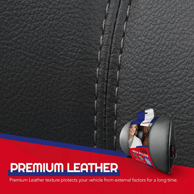 Μαξιλαράκι Αυχένα Αυτοκινήτου Από Δερματίνη Μαύρο Με Σκούρη Γκρι Ραφή Otom NPW-101 1 Τεμάχιο - Image 3