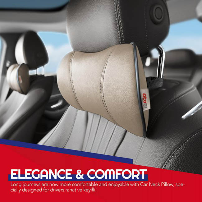 Μαξιλαράκι Αυχένα Αυτοκινήτου Από Δερματίνη Μπεζ Otom NPW-104 1 Τεμάχιο - Image 2