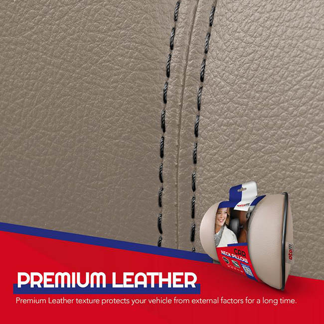 Μαξιλαράκι Αυχένα Αυτοκινήτου Από Δερματίνη Μπεζ Otom NPW-104 1 Τεμάχιο - Image 5