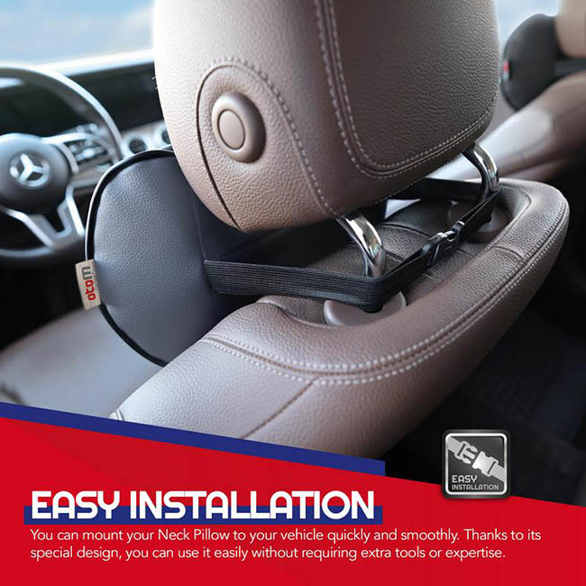 Μαξιλαράκι Αυχένα Αυτοκινήτου Από Δερματίνη Μαύρο Με Κόκκινη Ραφή Otom NPW-102 1 Τεμάχιο - Image 6