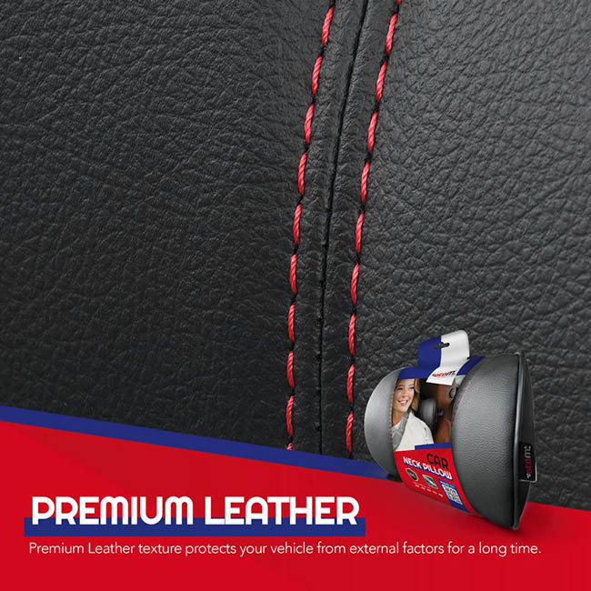 Μαξιλαράκι Αυχένα Αυτοκινήτου Από Δερματίνη Μαύρο Με Κόκκινη Ραφή Otom NPW-102 1 Τεμάχιο - Image 5