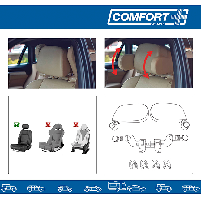 Πλαινά Μαξιλαράκια Προσκέφαλου / Υποστήριξης Λαιμού Memory Foam HLU1000 11x20x3.5cm Μαύρα 1 Τεμάχιο - Image 5