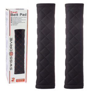Μαξιλαράκια Ζώνης Ασφαλείας Swiss 26×6.3cm Μαύρα Με Μαύρη Ραφή Ζευγάρι 2 Τεμάχια