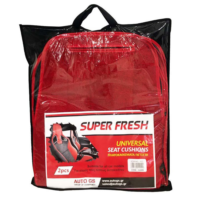 Πλατοκαθίσματα Αυτοκινήτου Πετσετέ Super Fresh Κόκκινα 2 Τεμάχια - Image 3