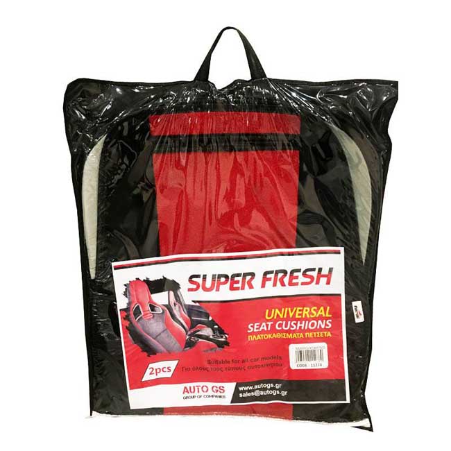 Πλατοκαθίσματα Αυτοκινήτου Πετσετέ Super Fresh Μαύρο-Κόκκινο 2 Τεμάχια - Image 4