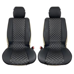 Πλατοκαθίσματα Aυτοκινήτου Δερματίνη Royal Μαύρα Με Γκρι Ραφή 2 Τεμάχια