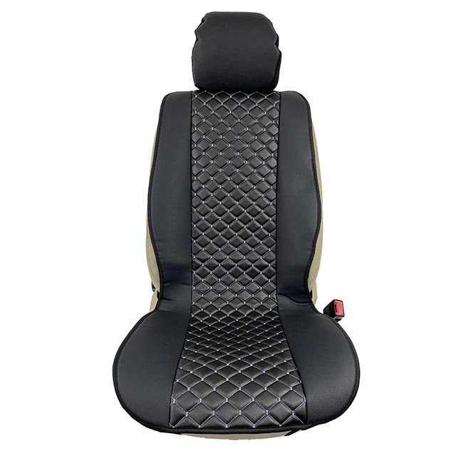 Πλατοκαθίσματα Aυτοκινήτου Δερματίνη Royal Μαύρα Με Γκρι Ραφή 2 Τεμάχια - Image 4