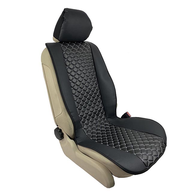 Πλατοκαθίσματα Aυτοκινήτου Δερματίνη Royal Μαύρα Με Γκρι Ραφή 2 Τεμάχια - Image 3