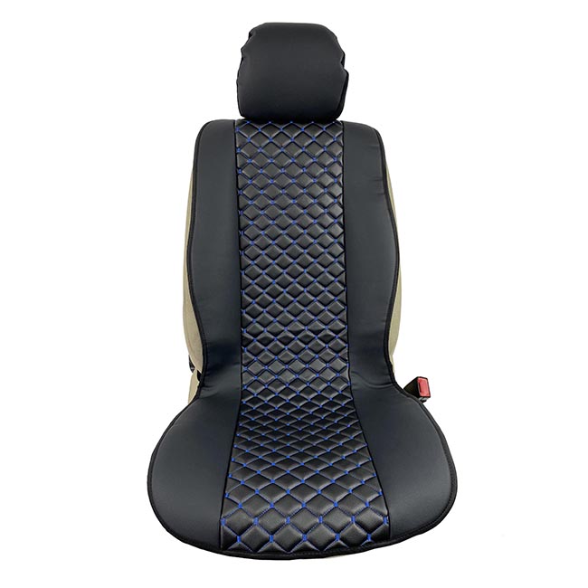 Πλατοκαθίσματα Aυτοκινήτου Δερματίνη Royal Μαύρα Με Μπλε Ραφή 2 Τεμάχια - Image 5