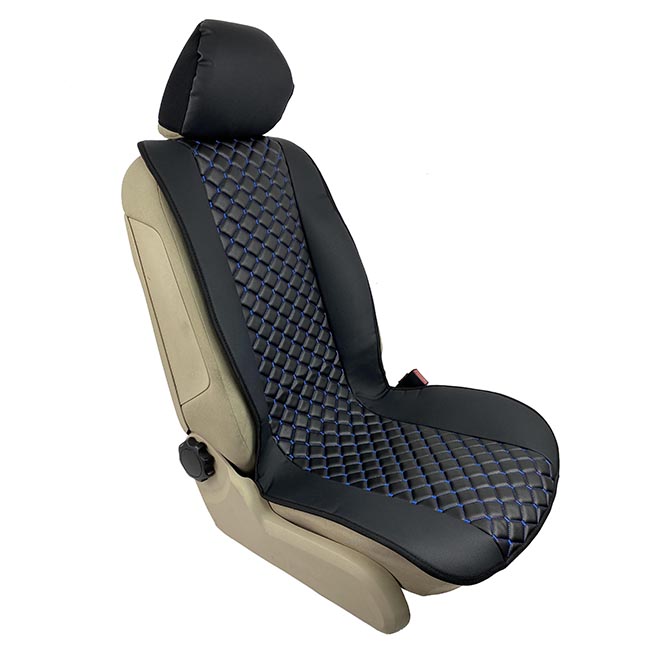 Πλατοκαθίσματα Aυτοκινήτου Δερματίνη Royal Μαύρα Με Μπλε Ραφή 2 Τεμάχια - Image 3