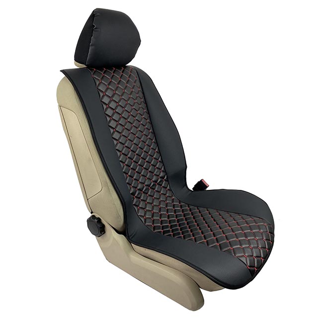 Πλατοκαθίσματα Aυτοκινήτου Δερματίνη Royal Μαύρα Με Κόκκινη Ραφή 2 Τεμάχια - Image 5