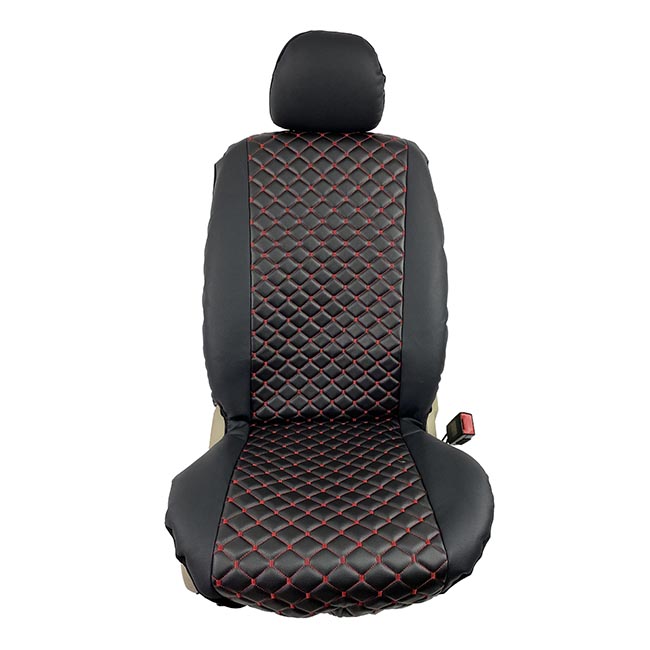 Ημικαλύμματα Καθισμάτων Aυτοκινήτου Δερματίνη Royal Μαύρα Με Κόκκινη Ραφή Ζευ 2 Τεμάχια - Image 10