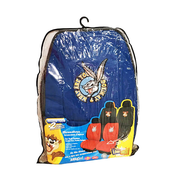 Πλατοκαθίσματα Αυτοκινήτου Διπλής Όψης WB Looney Tunes Μπλε Bugs Bunny - Γκρι Taz 2 Τεμάχια - Image 7