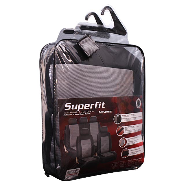 Καλύμματα Αυτοκινήτου Super Fit All In One Μαύρο-Γκρι Ζευ 4 Τεμάχια - Image 4