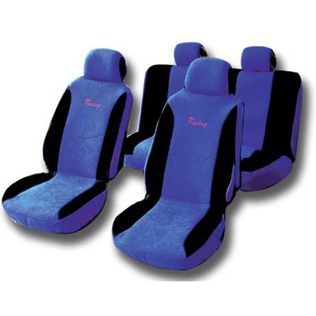 Καλύμματα Αυτοκινήτου Racing Airbag 60/40 Μαύρο-Μπλε Σετ 6 Τεμάχια