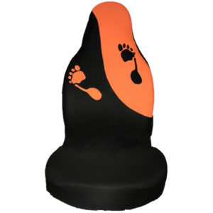 Καλύμματα Αυτοκινήτου Feet Design Universal Βελούδινο Ύφασμα Εμπρός Με Ενσωματωμένα Προσκέφαλα Μαύρο-Πορτοκαλί 2 Τεμαχίων