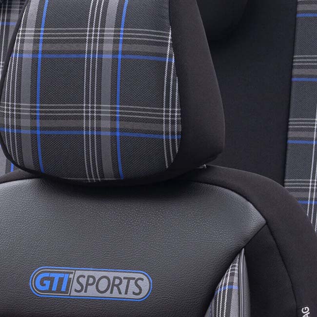 Καλύμματα Αυτοκινήτου Otom GTI Sports Design Universal Jacquard / Lacost / Δερματίνη Σετ Εμπρός / Πίσω Μαύρο - Μπλε GTI-803 11 Τεμάχια - Image 2