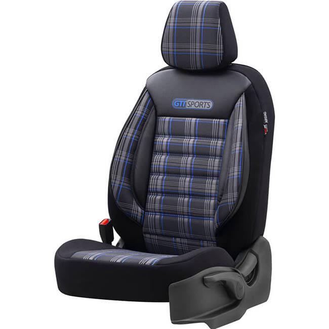 Καλύμματα Αυτοκινήτου Otom GTI Sports Design Universal Jacquard / Lacost / Δερματίνη Σετ Εμπρός / Πίσω Μαύρο - Μπλε GTI-803 11 Τεμάχια - Image 3