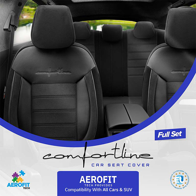 Καλύμματα Αυτοκινήτου Otom Comfortline Design Universal Sued / Rachel / Δερματίνη Σετ Εμπρός / Πίσω Μαύρο CMF-209 11 Τεμάχια - Image 6