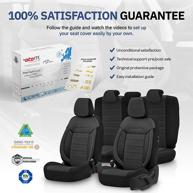 Καλύμματα Αυτοκινήτου Otom Comfortline Design Universal Sued / Rachel / Δερματίνη Σετ Εμπρός / Πίσω Μαύρο CMF-209 11 Τεμάχια - Image 10