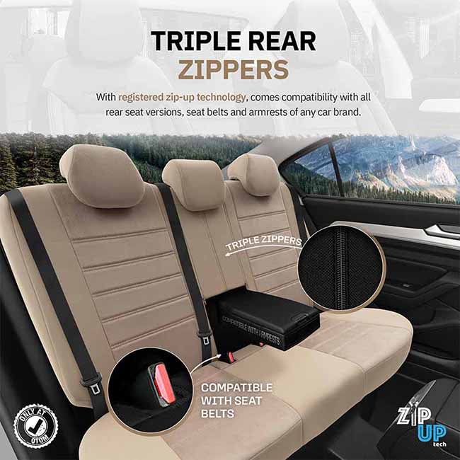 Καλύμματα Αυτοκινήτου Otom Comfortline Design Universal Sued / Rachel / Δερματίνη Σετ Εμπρός / Πίσω Μπεζ CMF-210 11 Τεμάχια - Image 9