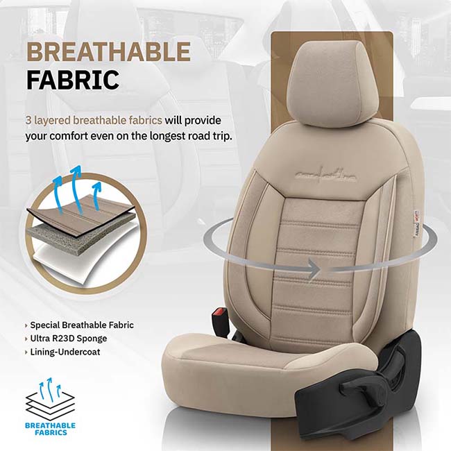 Καλύμματα Αυτοκινήτου Otom Comfortline Design Universal Sued / Rachel / Δερματίνη Σετ Εμπρός / Πίσω Μπεζ CMF-210 11 Τεμάχια - Image 3