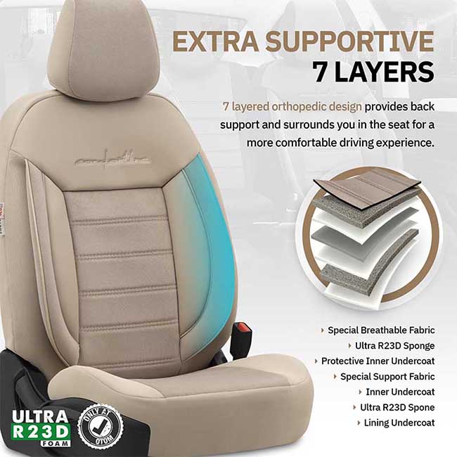 Καλύμματα Αυτοκινήτου Otom Comfortline Design Universal Sued / Rachel / Δερματίνη Σετ Εμπρός / Πίσω Μπεζ CMF-210 11 Τεμάχια - Image 4