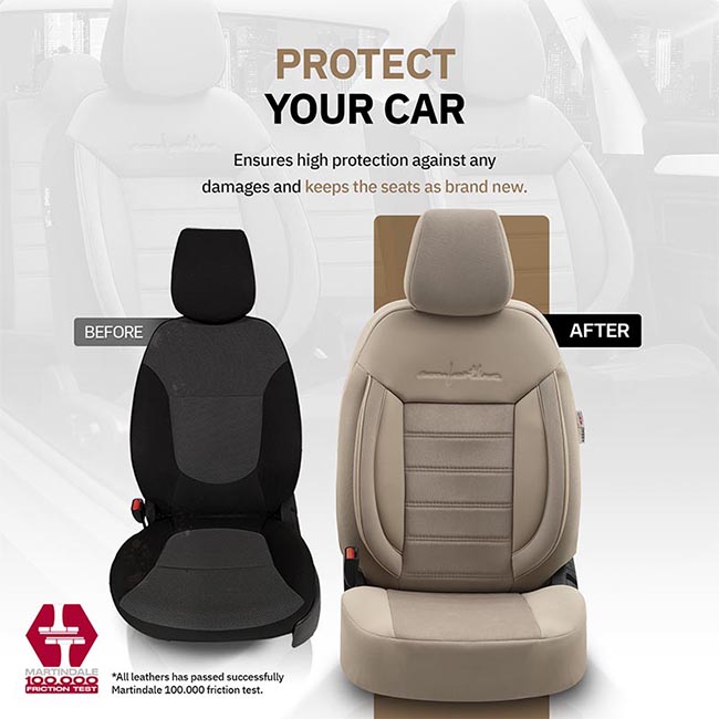 Καλύμματα Αυτοκινήτου Otom Comfortline Design Universal Sued / Rachel / Δερματίνη Σετ Εμπρός / Πίσω Μπεζ CMF-210 11 Τεμάχια - Image 5