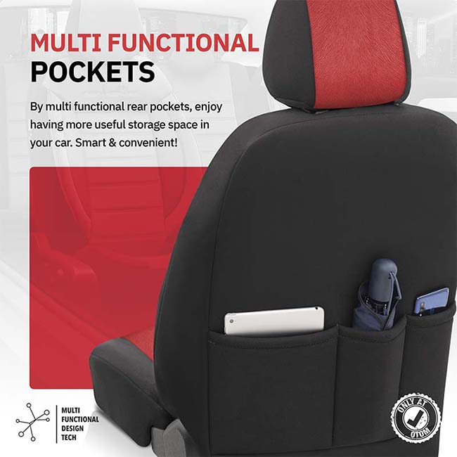 Καλύμματα Αυτοκινήτου Otom Comfortline Design Universal Sued / Rachel / Δερματίνη Σετ Εμπρός / Πίσω Μαύρο - Κόκκινο CMF-207 11 Τεμάχια - Image 10