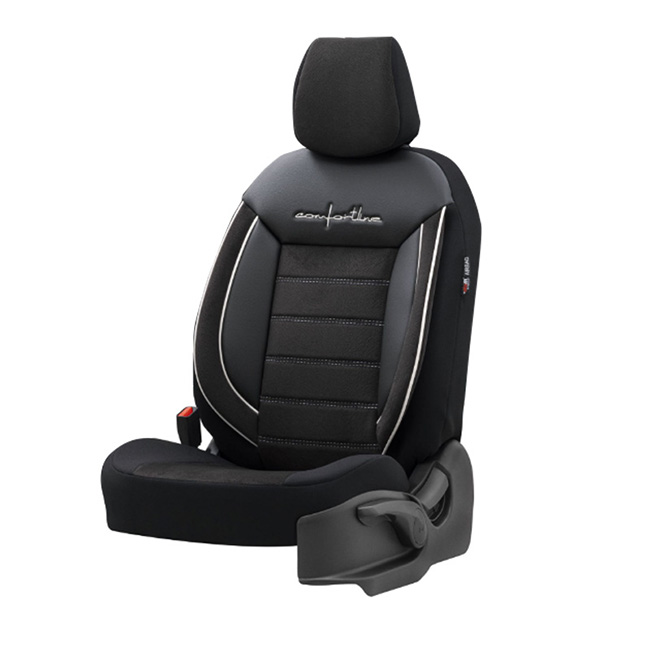 Καλύμματα Αυτοκινήτου Otom Comfortline Design Universal Sued / Rachel / Δερματίνη Σετ Εμπρός / Πίσω Μαύρο Με Άσπρο Ρέλι CMF-217 11 Τεμάχια - Image 2
