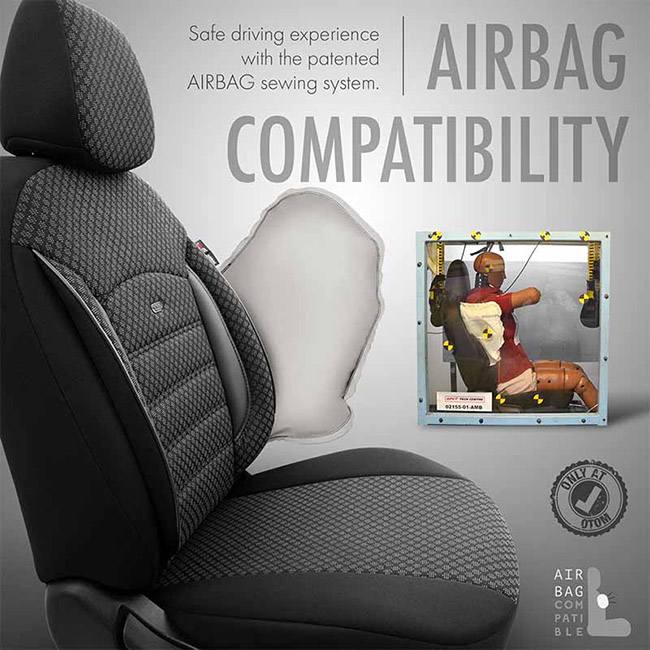 Καλύμματα Αυτοκινήτου Otom Sport Plus Design Universal Βαμβακερό Ύφασμα / Rachel / Δερματίνη Σετ Εμπρός / Πίσω Μαύρο SPTPLS-101 11 Τεμάχια - Image 6
