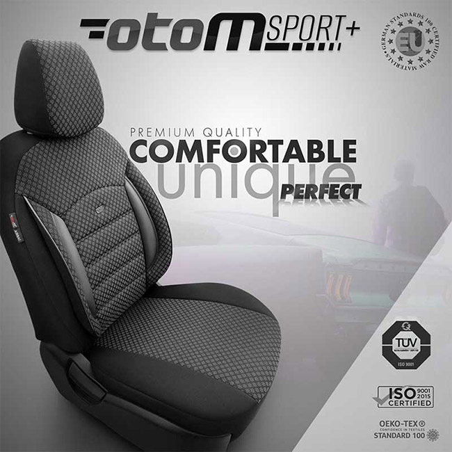 Καλύμματα Αυτοκινήτου Otom Sport Plus Design Universal Βαμβακερό Ύφασμα / Rachel / Δερματίνη Σετ Εμπρός / Πίσω Μαύρο SPTPLS-101 11 Τεμάχια - Image 10