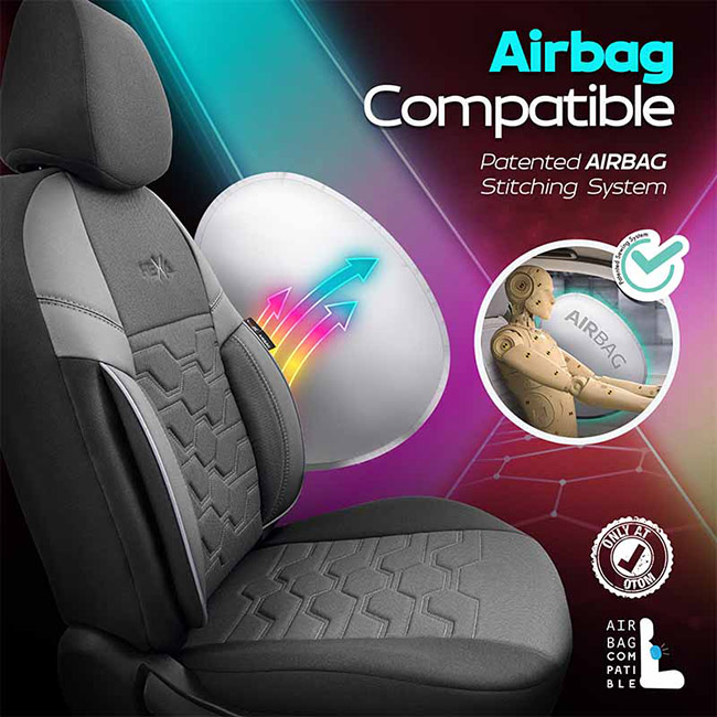 Καλύμματα Αυτοκινήτου Otom Hexa Design Universal Jacquard / Rachel / Δερματίνη Σετ Εμπρός / Πίσω Μαύρο - Γκρι HEX-2805 11 Τεμάχια - Image 5