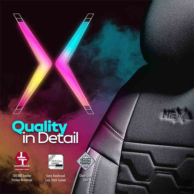 Καλύμματα Αυτοκινήτου Otom Hexa Design Universal Jacquard / Rachel / Δερματίνη Σετ Εμπρός / Πίσω Μαύρο - Γκρι HEX-2805 11 Τεμάχια - Image 3