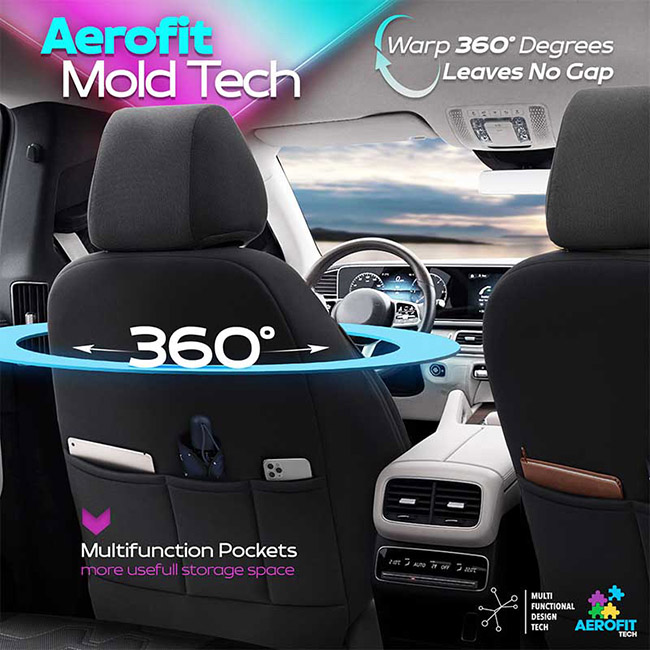 Καλύμματα Αυτοκινήτου Otom Hexa Design Universal Jacquard / Rachel / Δερματίνη Σετ Εμπρός / Πίσω Μαύρο - Γκρι HEX-2805 11 Τεμάχια - Image 6