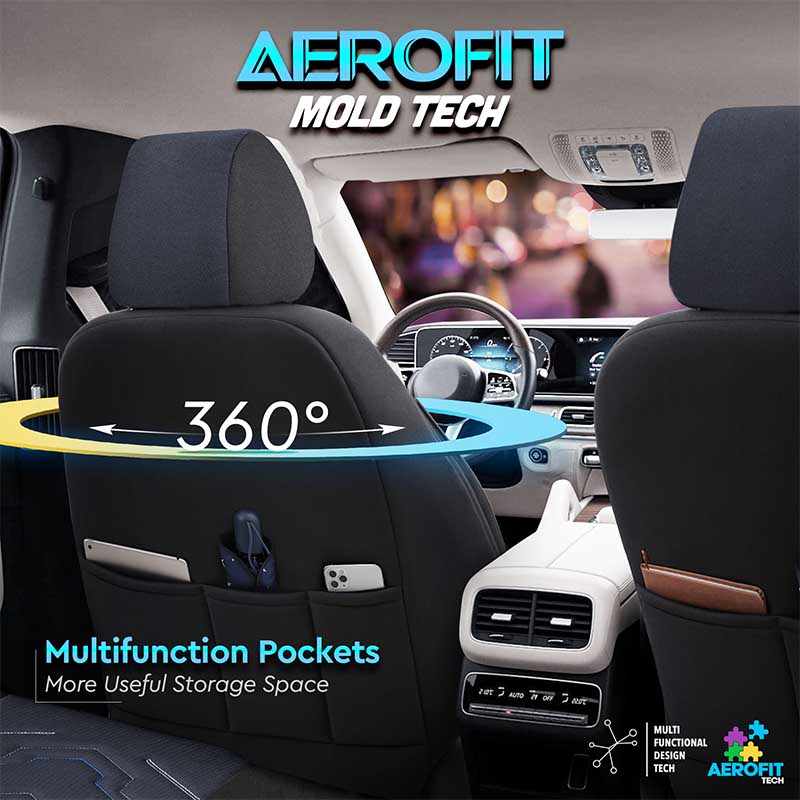 Καλύμματα Αυτοκινήτου Otom Reflective Design Universal Jacquard / Rachel / Δερματίνη Σετ Εμπρός / Πίσω Μαύρο Με Μπλε Ραφή RFL-2604 11 Τεμάχια - Image 9