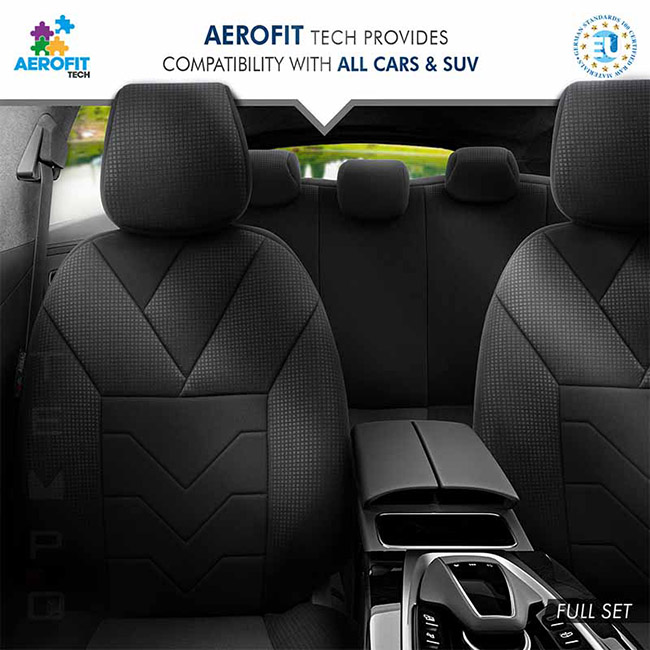 Καλύμματα Αυτοκινήτου Otom Tempo Design Universal Βαμβακερό Ύφασμα Rachel Σετ Εμπρός / Πίσω Μαύρο TMP-1501 11 Τεμάχια - Image 7