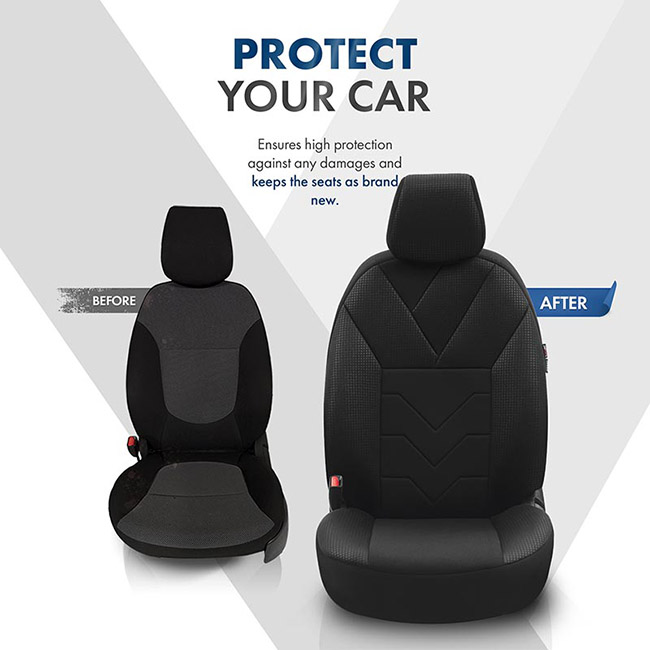 Καλύμματα Αυτοκινήτου Otom Tempo Design Universal Βαμβακερό Ύφασμα Rachel Σετ Εμπρός / Πίσω Μαύρο TMP-1501 11 Τεμάχια - Image 10