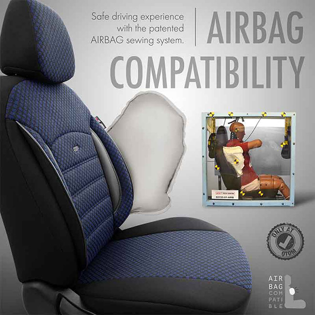 Καλύμματα Αυτοκινήτου Otom Sport Plus Design Universal Βαμβακερό Ύφασμα / Rachel / Δερματίνη Σετ Εμπρός / Πίσω Μαύρο - Μπλε SPTPLS-104 11 Τεμάχια - Image 5