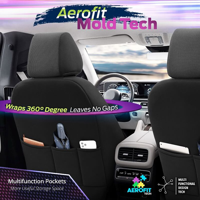 Καλύμματα Αυτοκινήτου Otom Carbon Design Universal Jacquard / Rachel / Δερματίνη Σετ Εμπρός / Πίσω Μαύρο - Γκρι CRB-3401 11 Τεμάχια - Image 10