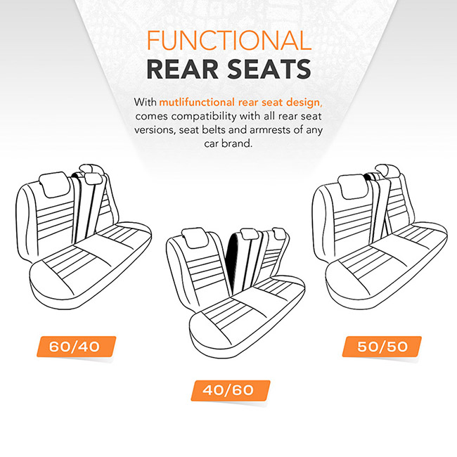 Καλύμματα Αυτοκινήτου Otom Ruby Design Universal Βαμβακερό Ύφασμα Rachel Σετ Εμπρός / Πίσω "Terracota" Μαύρο - Κεραμιδί RBY-1204 11 Τεμαχίων - Image 7