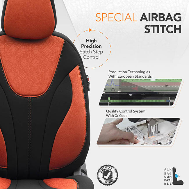 Καλύμματα Αυτοκινήτου Otom Ruby Design Universal Βαμβακερό Ύφασμα Rachel Σετ Εμπρός / Πίσω "Terracota" Μαύρο - Κεραμιδί RBY-1204 11 Τεμαχίων - Image 4