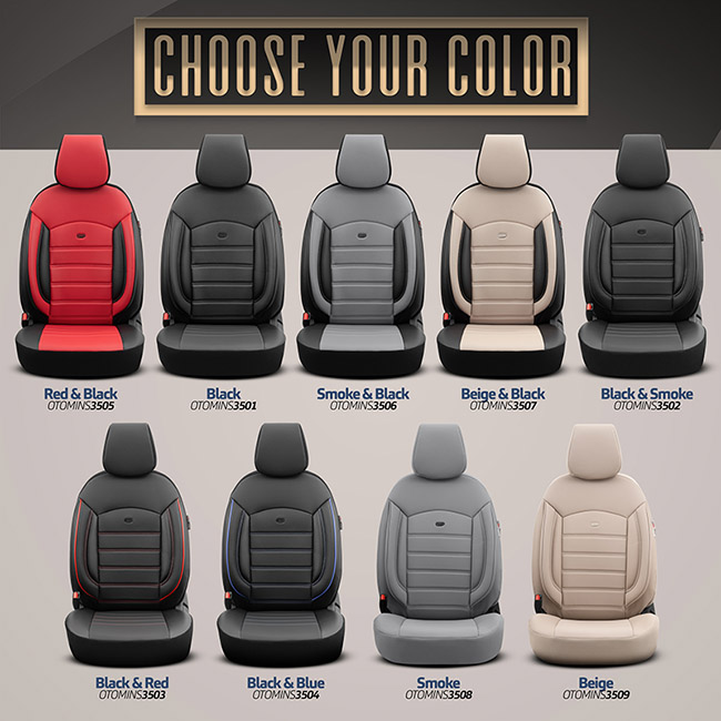 Καλύμματα Αυτοκινήτου Otom Inspire Design Universal Full Δερματίνη Σετ Εμπρός / Πίσω Μαύρο Με Γκρι Ραφή INS-3502 11 Τεμάχια - Image 5