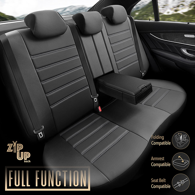 Καλύμματα Αυτοκινήτου Otom Inspire Design Universal Full Δερματίνη Σετ Εμπρός / Πίσω Μαύρο Με Γκρι Ραφή INS-3502 11 Τεμάχια - Image 7