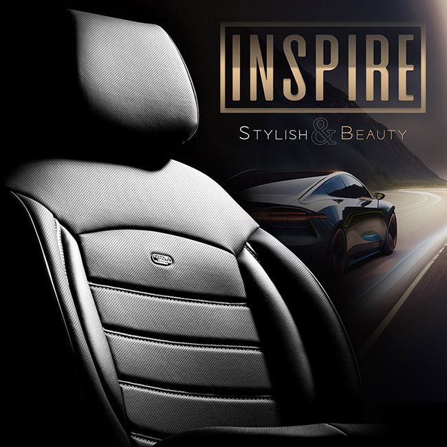 Καλύμματα Αυτοκινήτου Otom Inspire Design Universal Full Δερματίνη Σετ Εμπρός / Πίσω Μαύρο Με Γκρι Ραφή INS-3502 11 Τεμάχια - Image 8