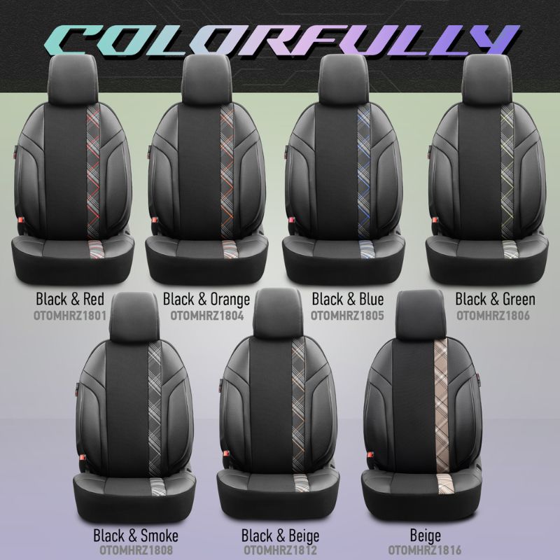 Καλύμματα Αυτοκινήτου Otom Horizon Universal Jacquard / Rachel / Δερματίνη Σετ Εμπρός / Πίσω Μαύρο Με Κόκκινο HRZ-1801 11 Τεμάχια - Image 5